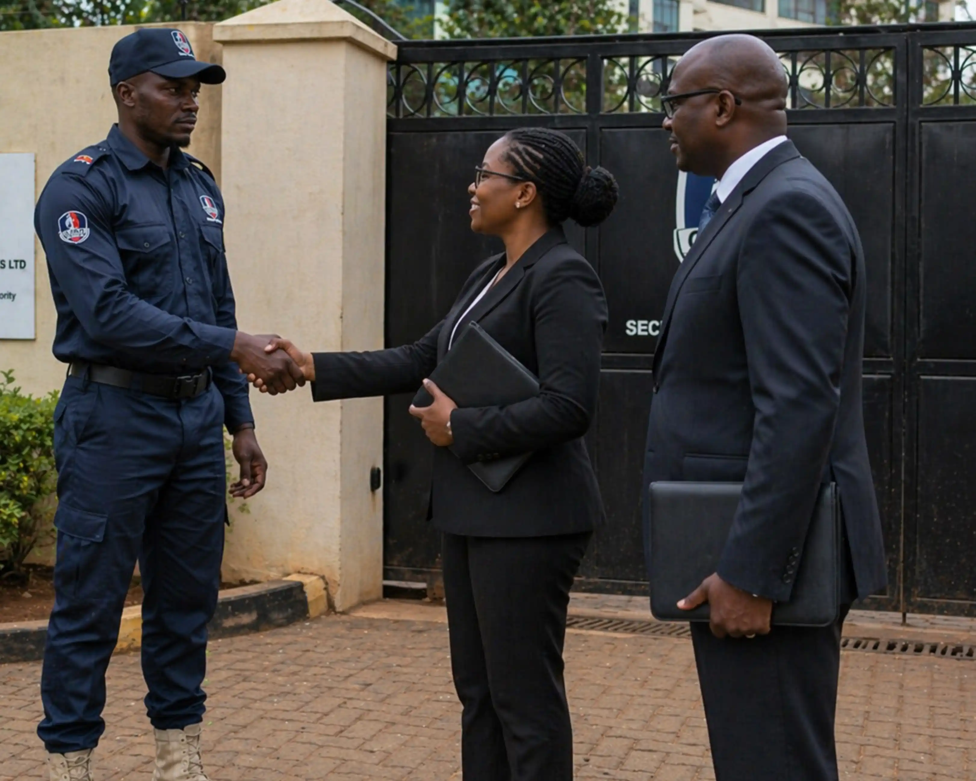 Security team conducting quality assurance and client engagement review